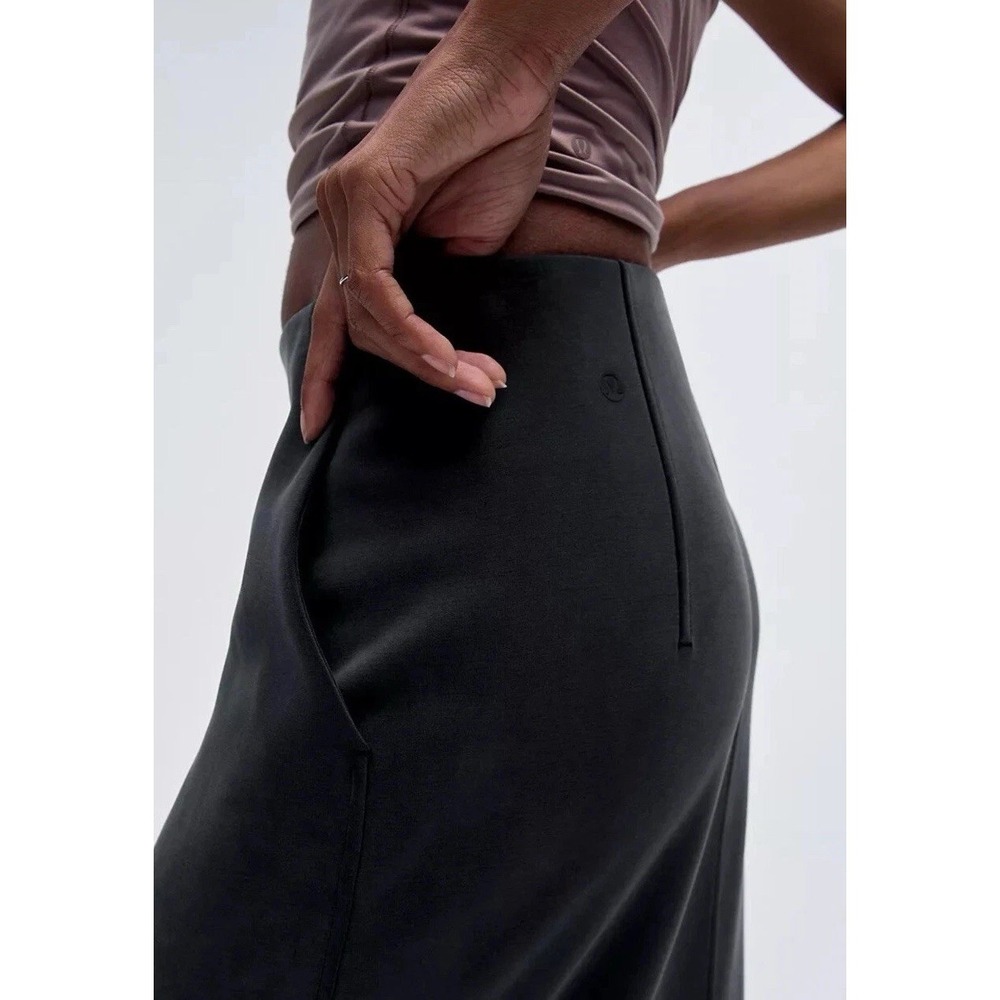 Lululemon Softstreme High Rise Midi Skirt, Retail $88 Washed Black Size 8 A Line - Picture 6 of 14